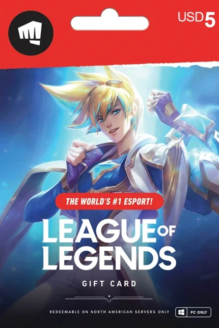 League of Legends Gift Card - 5 USD - Riot Points Key - United States